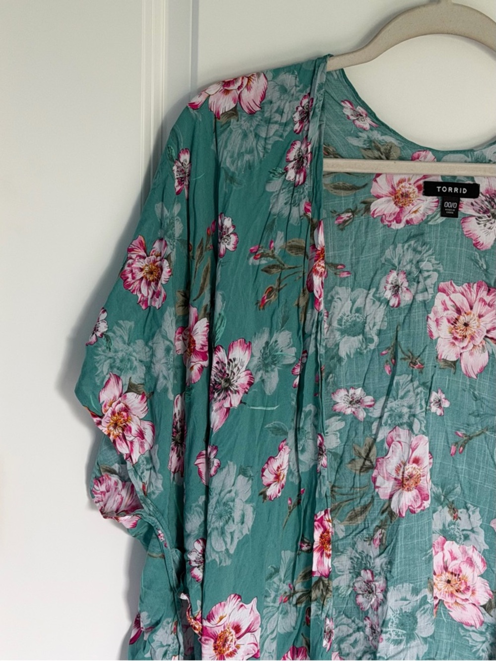 Torrid Women's Sage Green Floral Gauze Kimono Cover Up 00/0 - 39729 - Picture 4 of 16